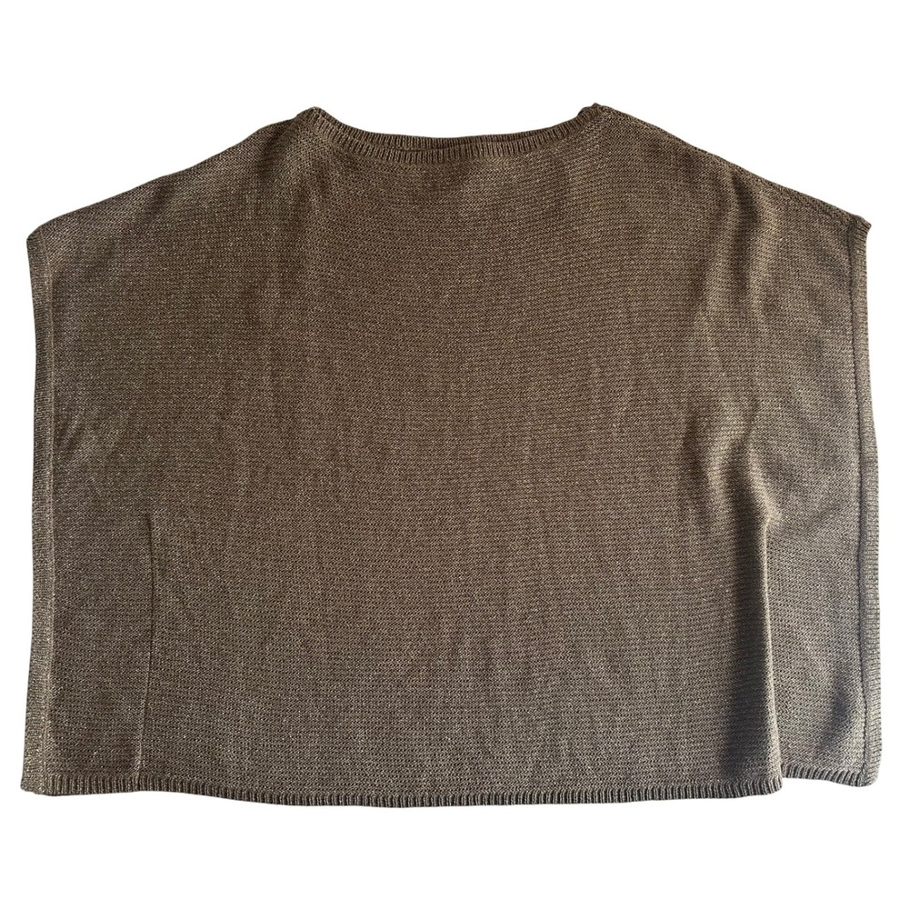 Lauren Ralph Lauren Women's Knit Gold Tone Top Medium Bronze Linen Blend Sparkle